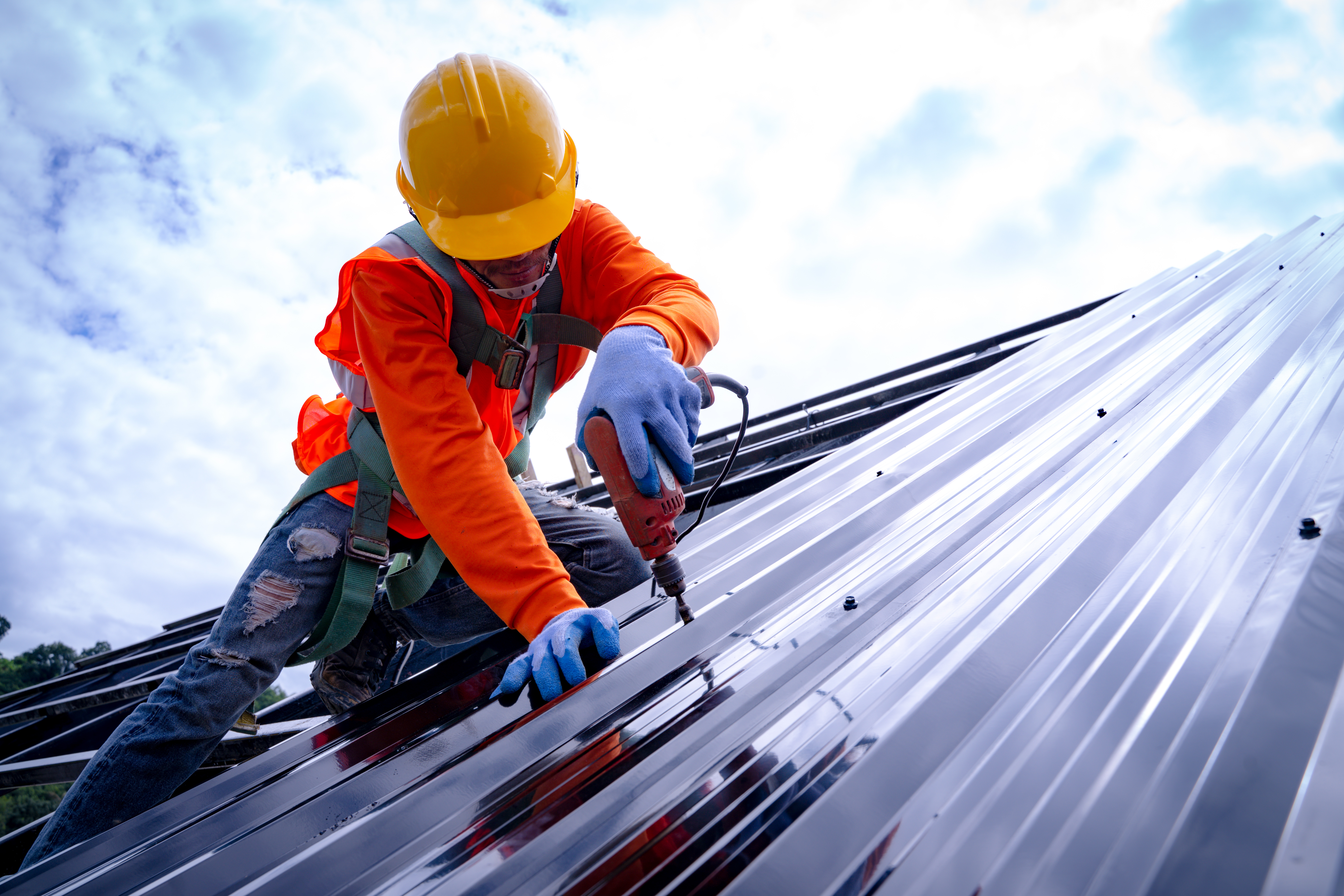 Worker Wearing a Harness